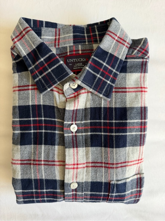 UNTUCKit Other - UNTUCKit "Campeneta" 100% Cotton Blue Red Gray Plaid Long Sleeve Flannel Shirt